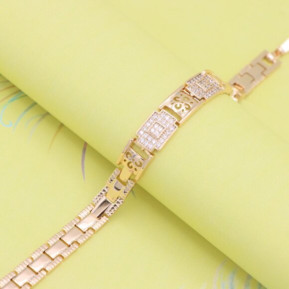 "Rose Gold Plated Designer Bracelet with Intricate Square Accents, XPBL0947 - Picture 2 of 12